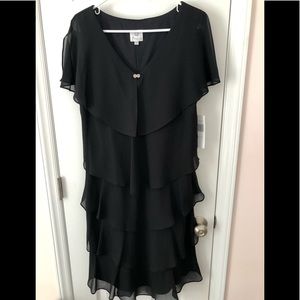 Patra Ruffled Tiered Black Cocktail Dress  14